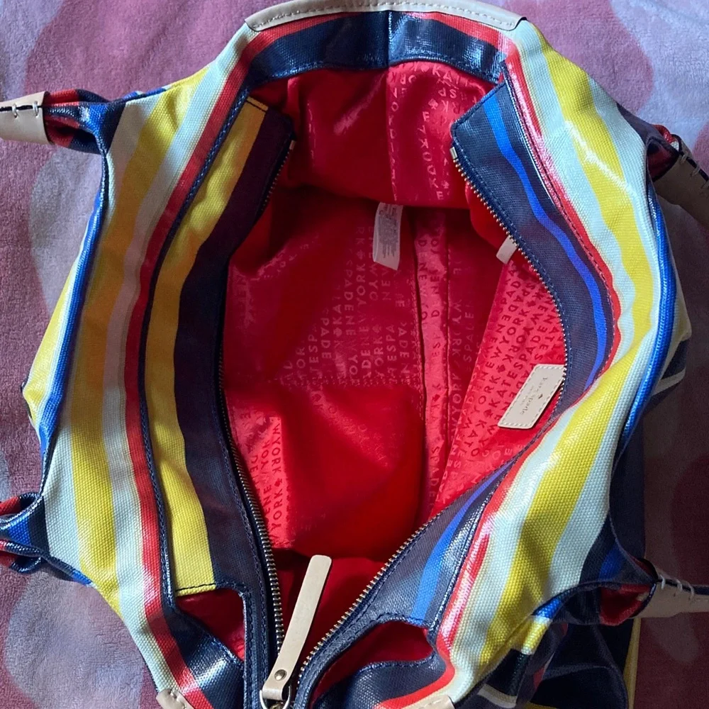 Kate Spade Striped Satchel in Yellow, Blue, and Red - Picture 11 of 13